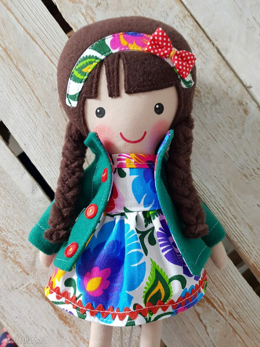 Malowana lala Marysia - ręcznie malowana przytulanka dla dziecka (ok. 40 cm)