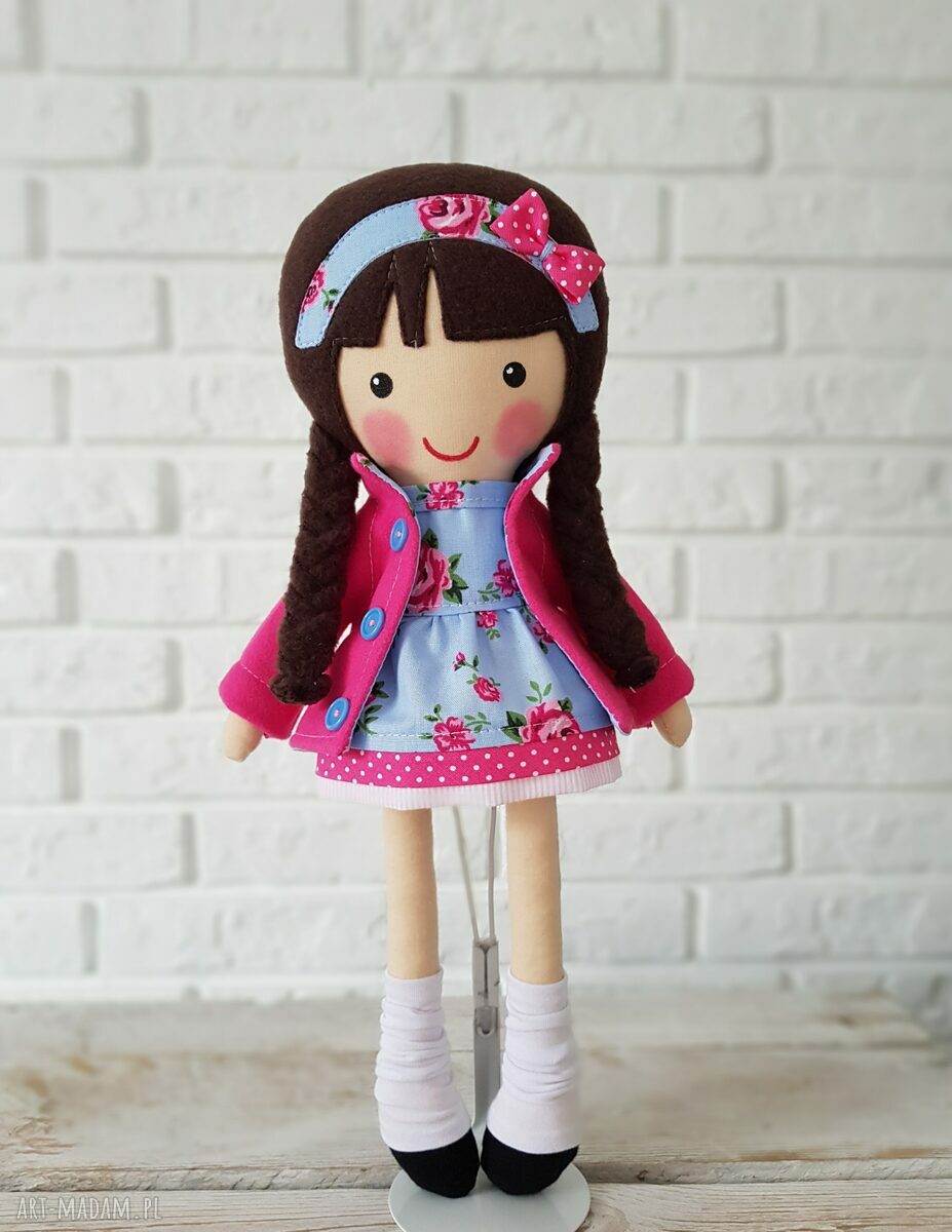 Marcysia - malowana lala 40 cm, ręcznie szyta przytulanka