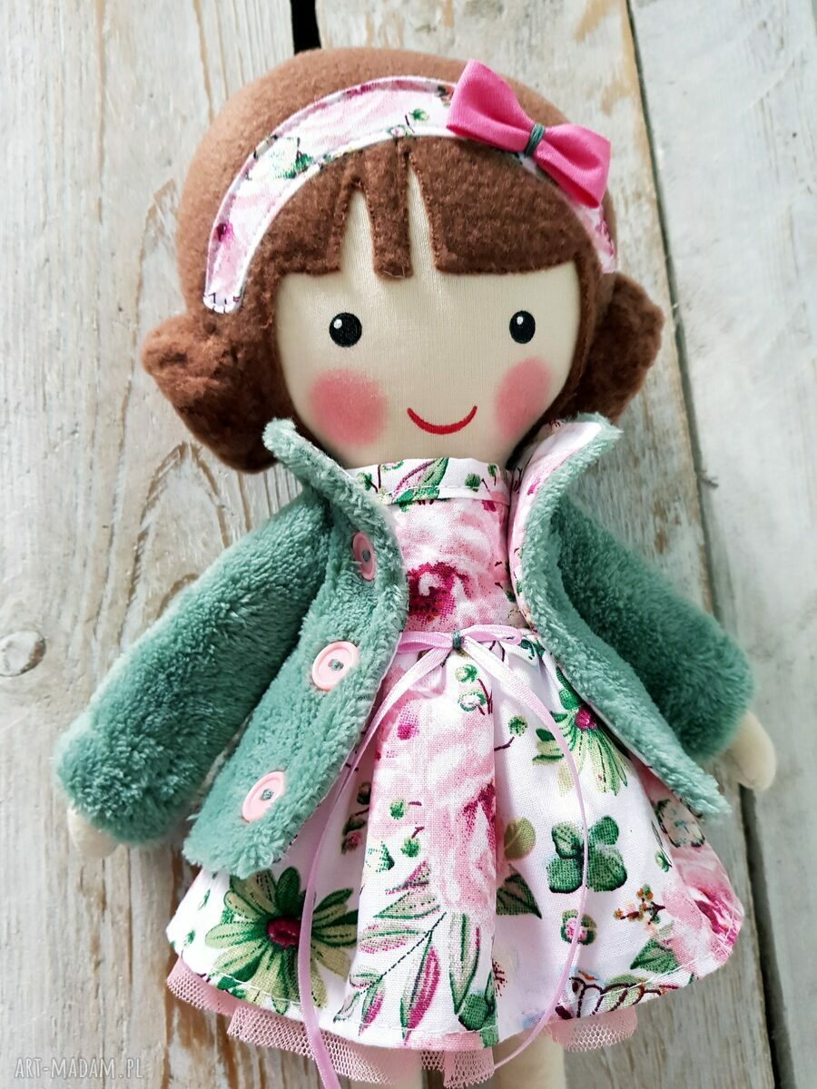 Malowana lala Oliwka - ręcznie robiona przytulanka 40 cm