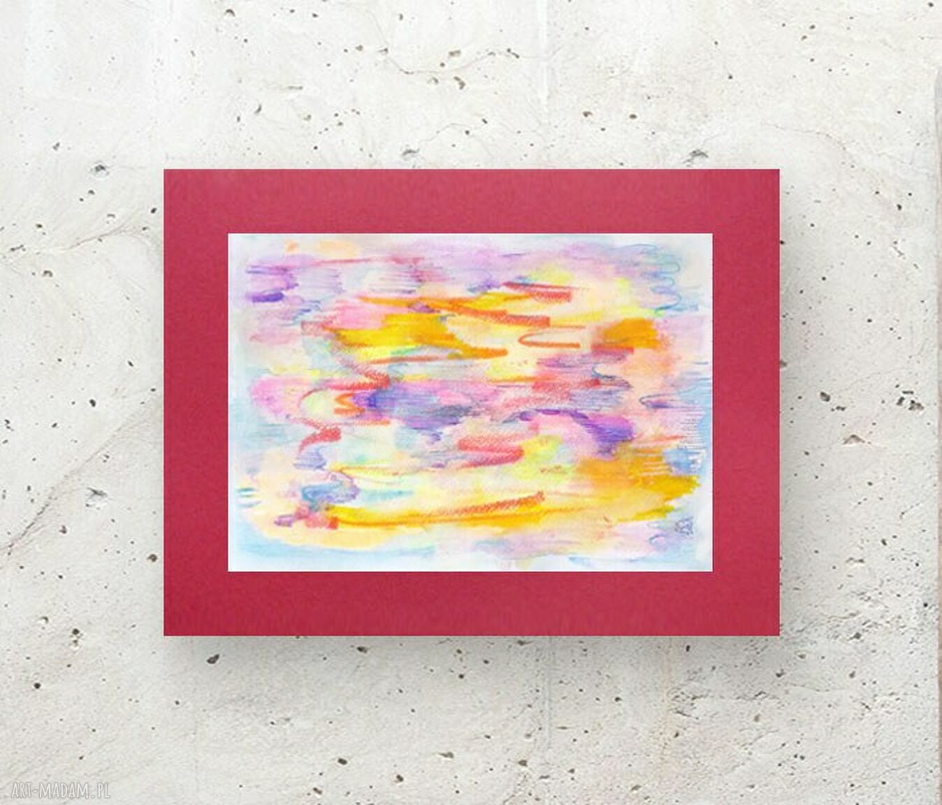 Malowana ręcznie abstrakcja kolorowa akwarela 30x40 cm - nowoczesny obrazek do salonu