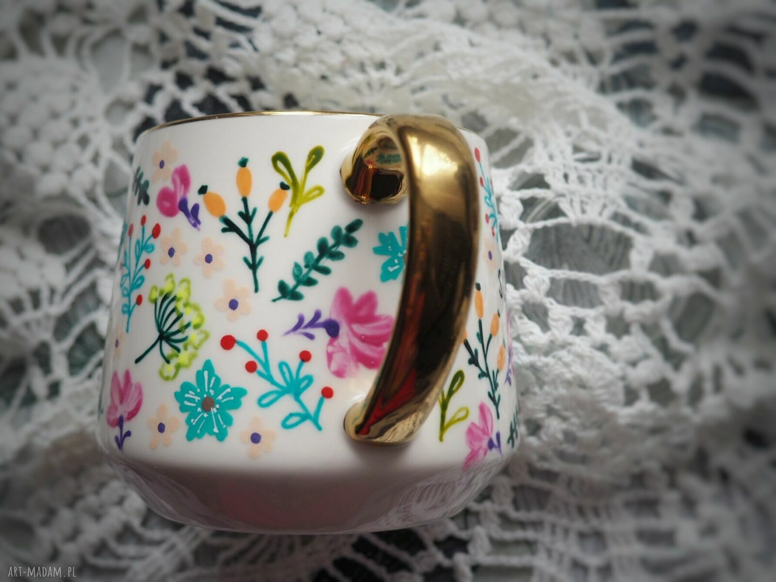 Malowany kubek dla drogiej osoby HAPPY - porcelana 460 ml