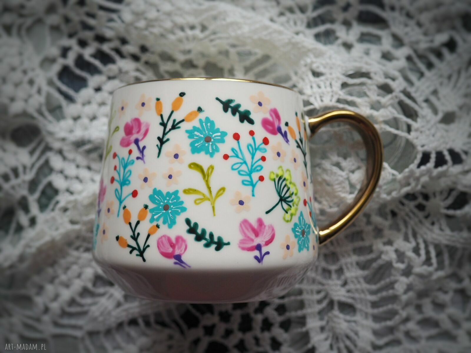 Malowany kubek dla drogiej osoby HAPPY - porcelana 460 ml