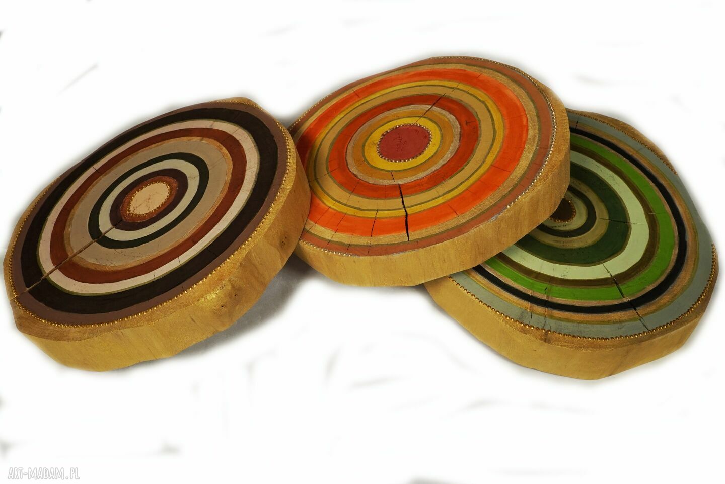 Malowany plaster drewna w stylu boho - dekoracja z pęknięciami (ok. 25 cm)