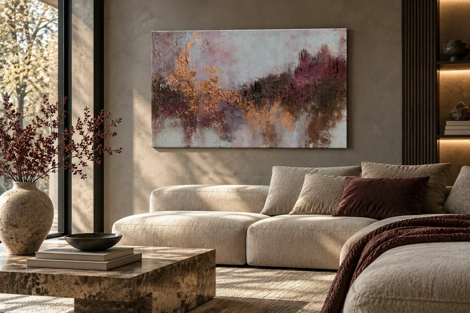 Ręcznie malowany obraz strukturalny 60x90 cm - abstrakcja