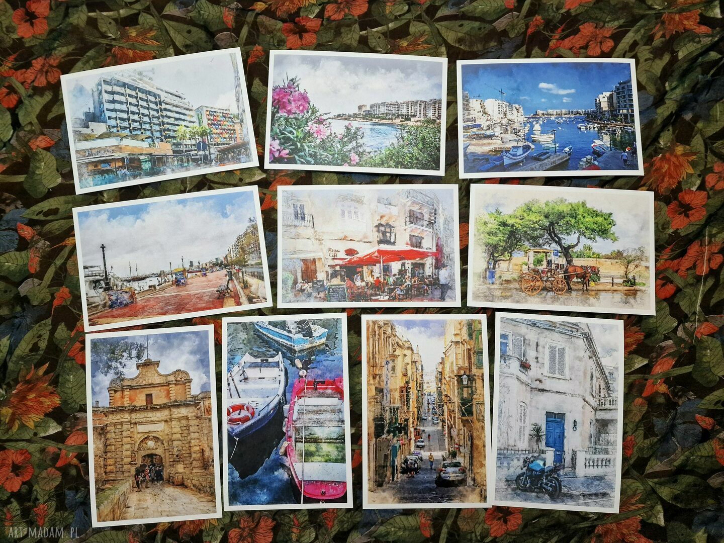 Malta w akwareli - zestaw 10 grafik 15x23 cm