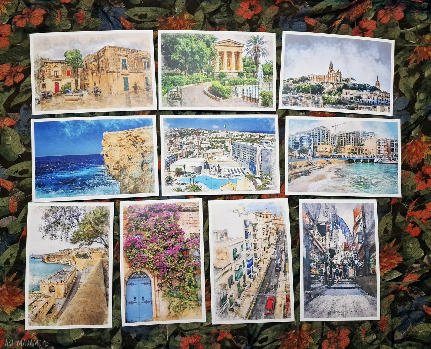 Malta w akwareli - zestaw 10 grafik 15x23 cm (zestaw 2)