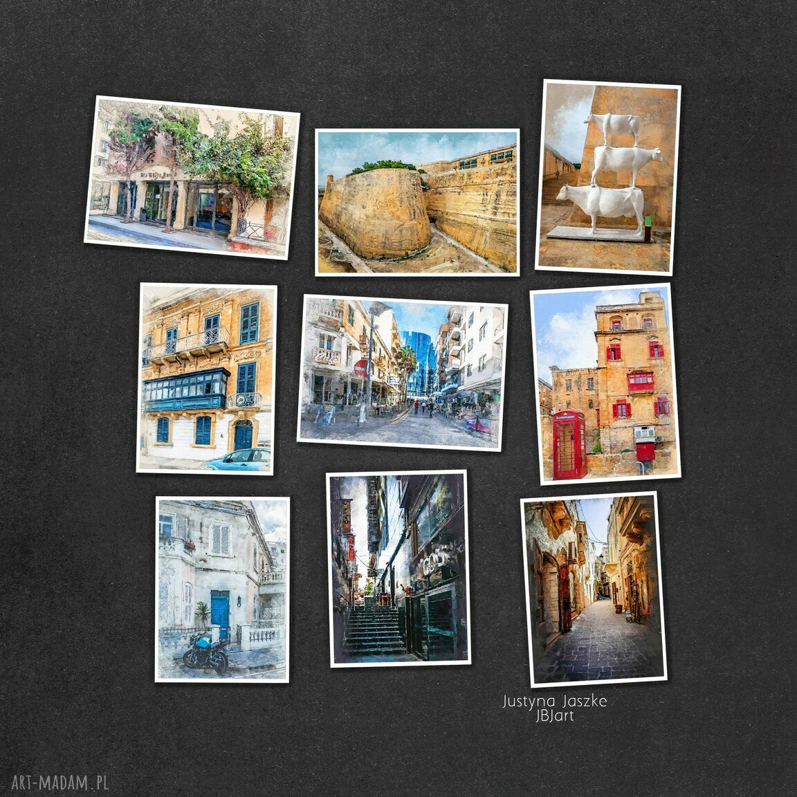 Malta w akwareli - zestaw 9 grafik 13x18 cm