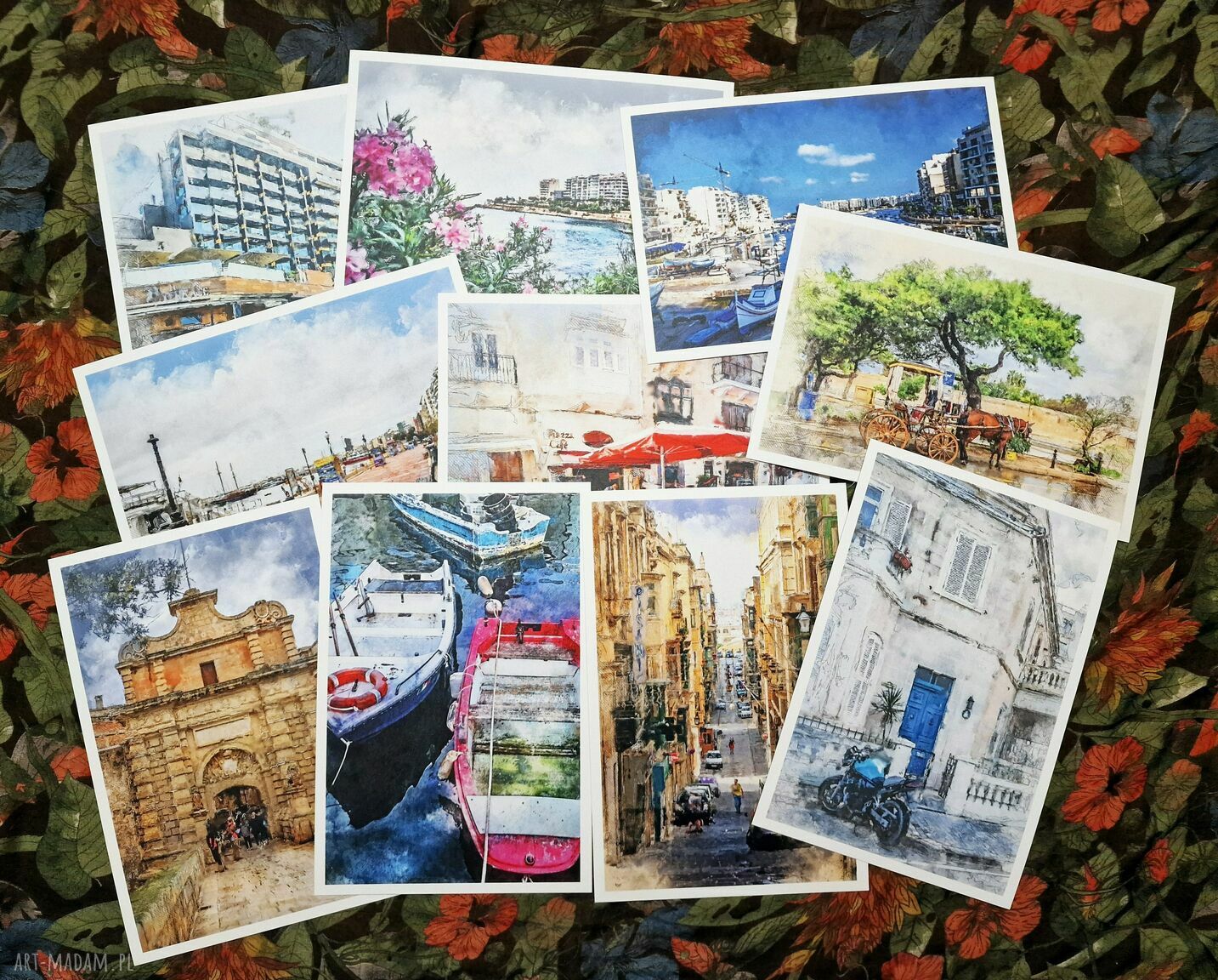 Malta w akwareli - zestaw 10 grafik 15x23 cm
