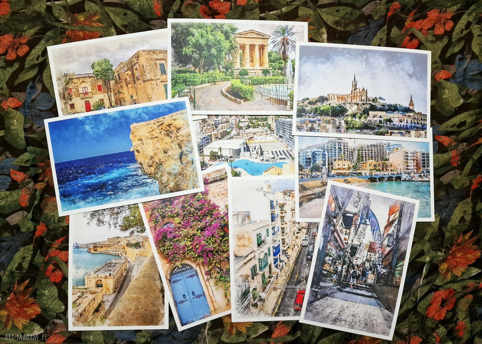 Malta w akwareli - zestaw 10 grafik 15x23 cm (zestaw 2)
