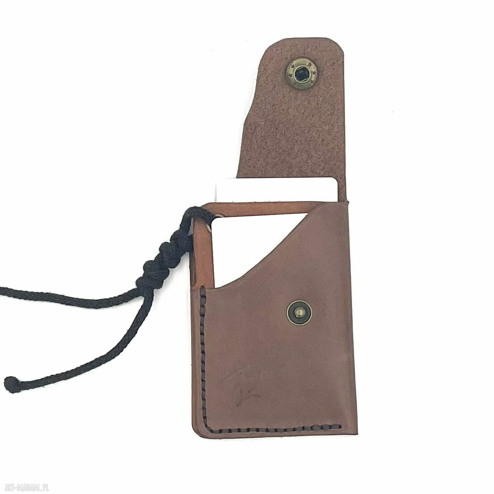 portfele: Mały brązowy portfel skórzany na karty ręcznie uszyty. zrobione