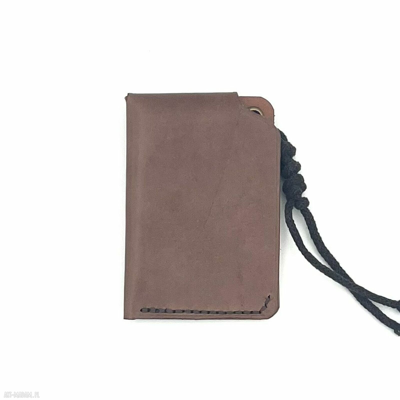 portfele: Mały brązowy portfel skórzany na karty ręcznie uszyty. zrobione