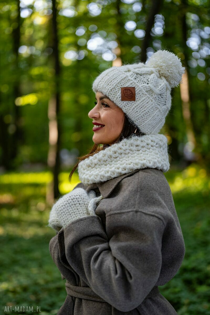 Mały komin MERINO "Beżowy ecru" (merino i alpaka)