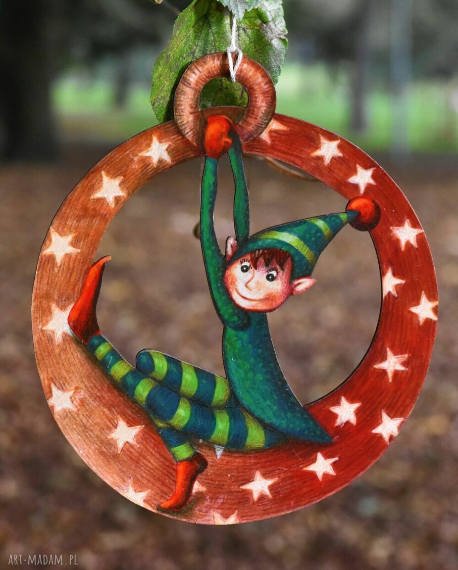 Elf I Kabuka - zawieszka na choinkę ze sklejki (3 mm)