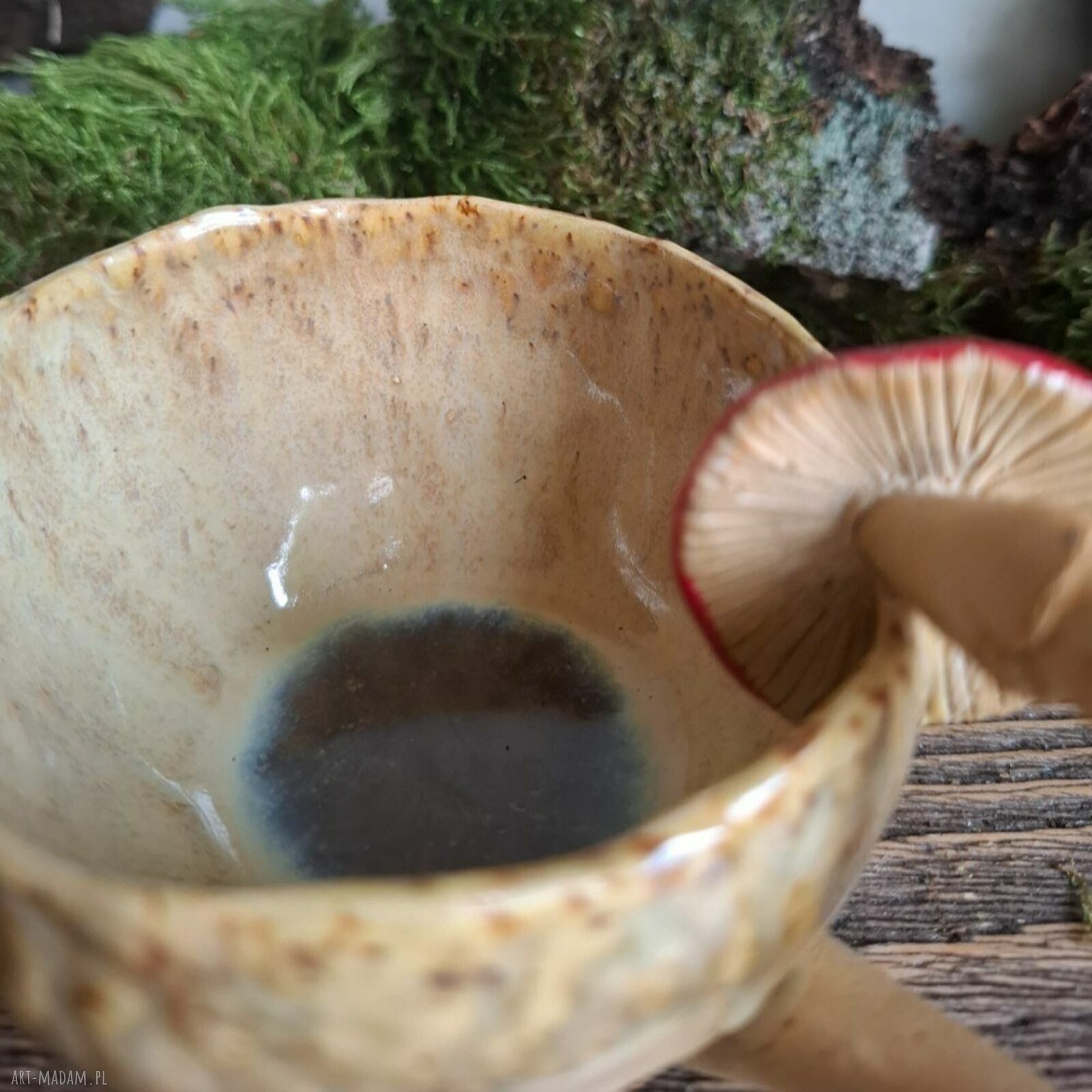 Mały grzybowy kubek Muchomorek - ręcznie robiona ceramika