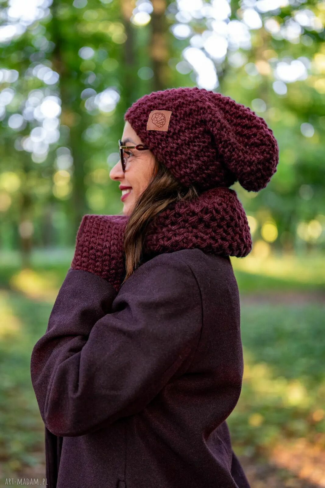 Mały komin MERINO "Bordo" z jedwabiem i alpaką