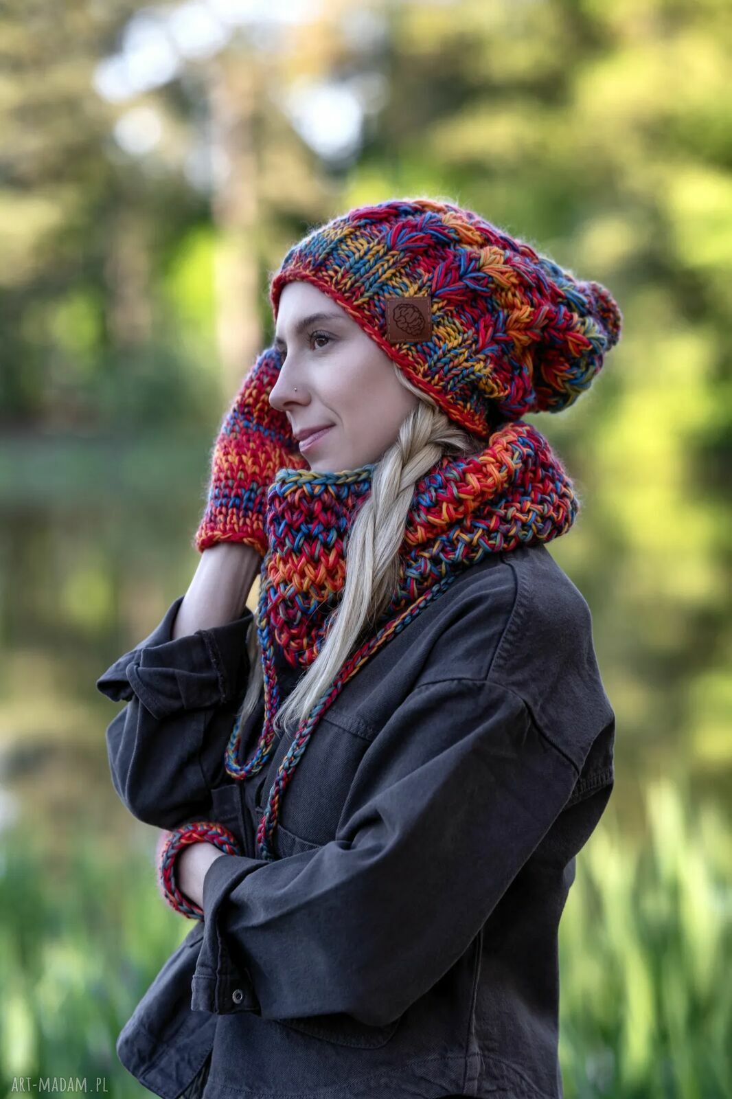 Mały komin z wełny merino 100% - przygaszone czerwienie