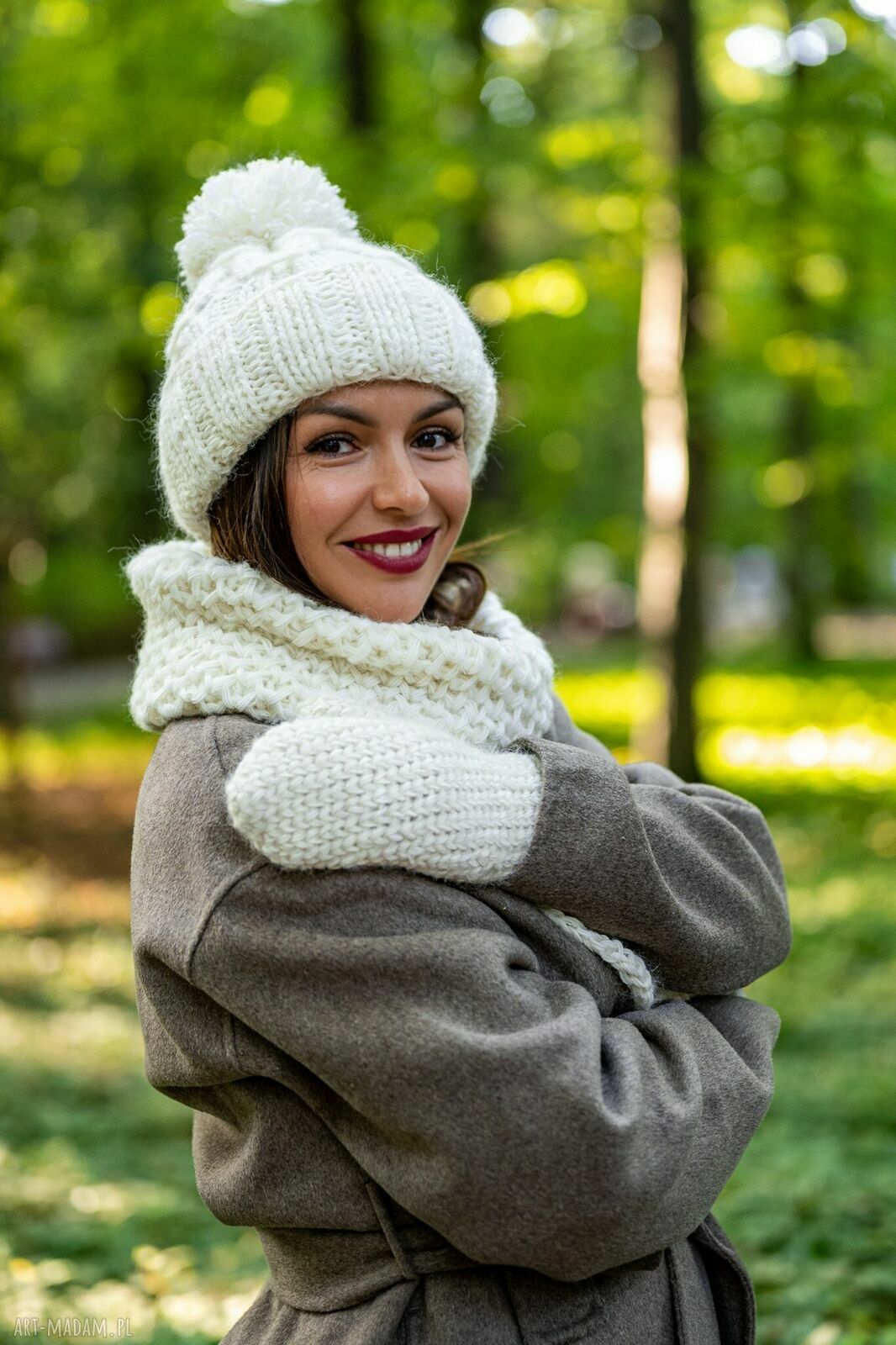 Mały komin MERINO "Beżowy ecru" (merino i alpaka)