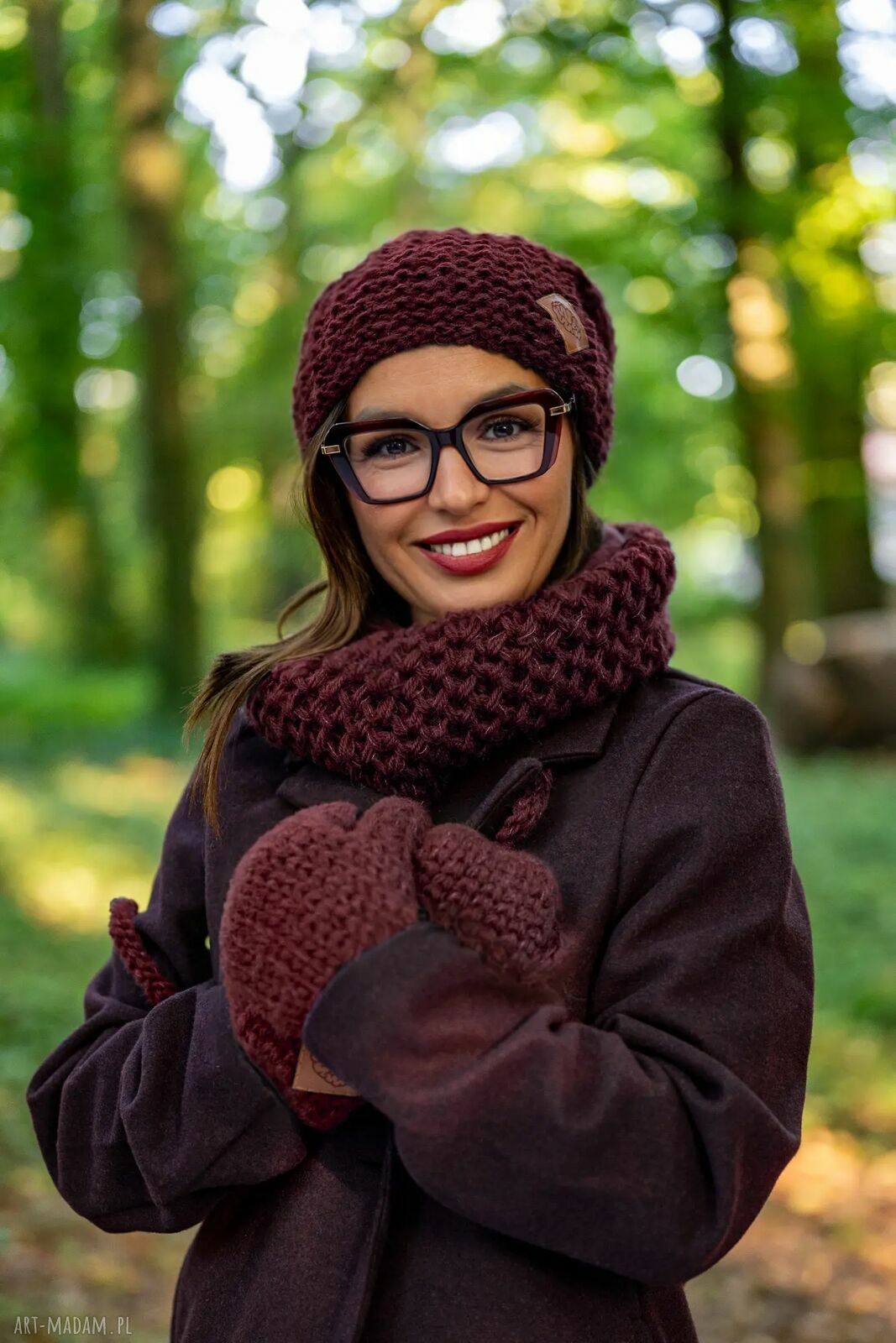 Mały komin MERINO "Bordo" z jedwabiem i alpaką