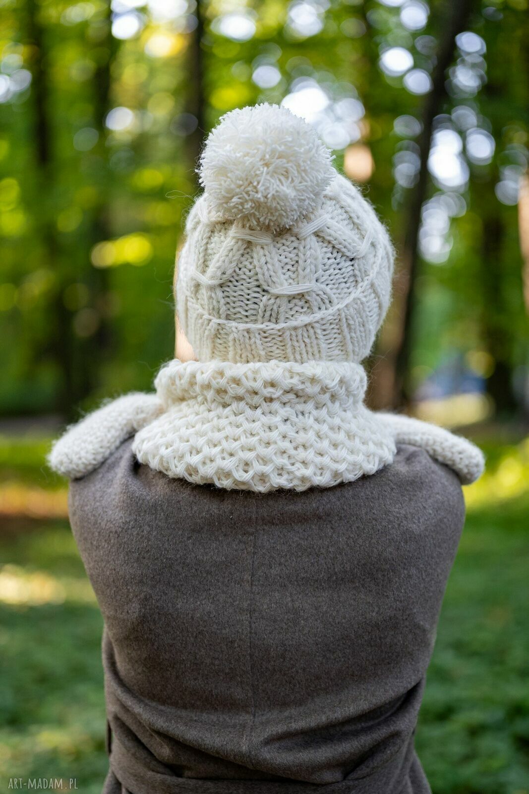 Mały komin MERINO "Beżowy ecru" (merino i alpaka)