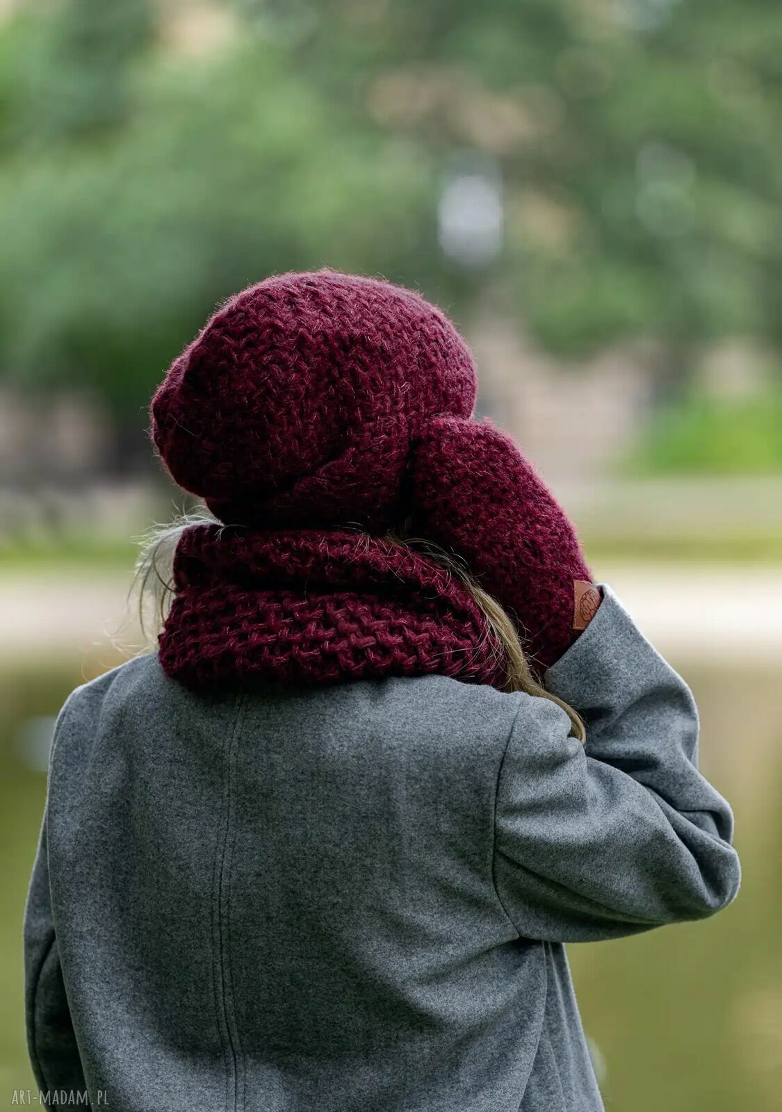 Mały komin MERINO "Bordo" z jedwabiem i alpaką