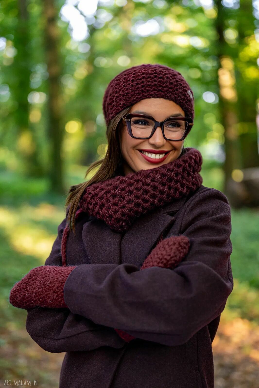 Mały komin MERINO "Bordo" z jedwabiem i alpaką