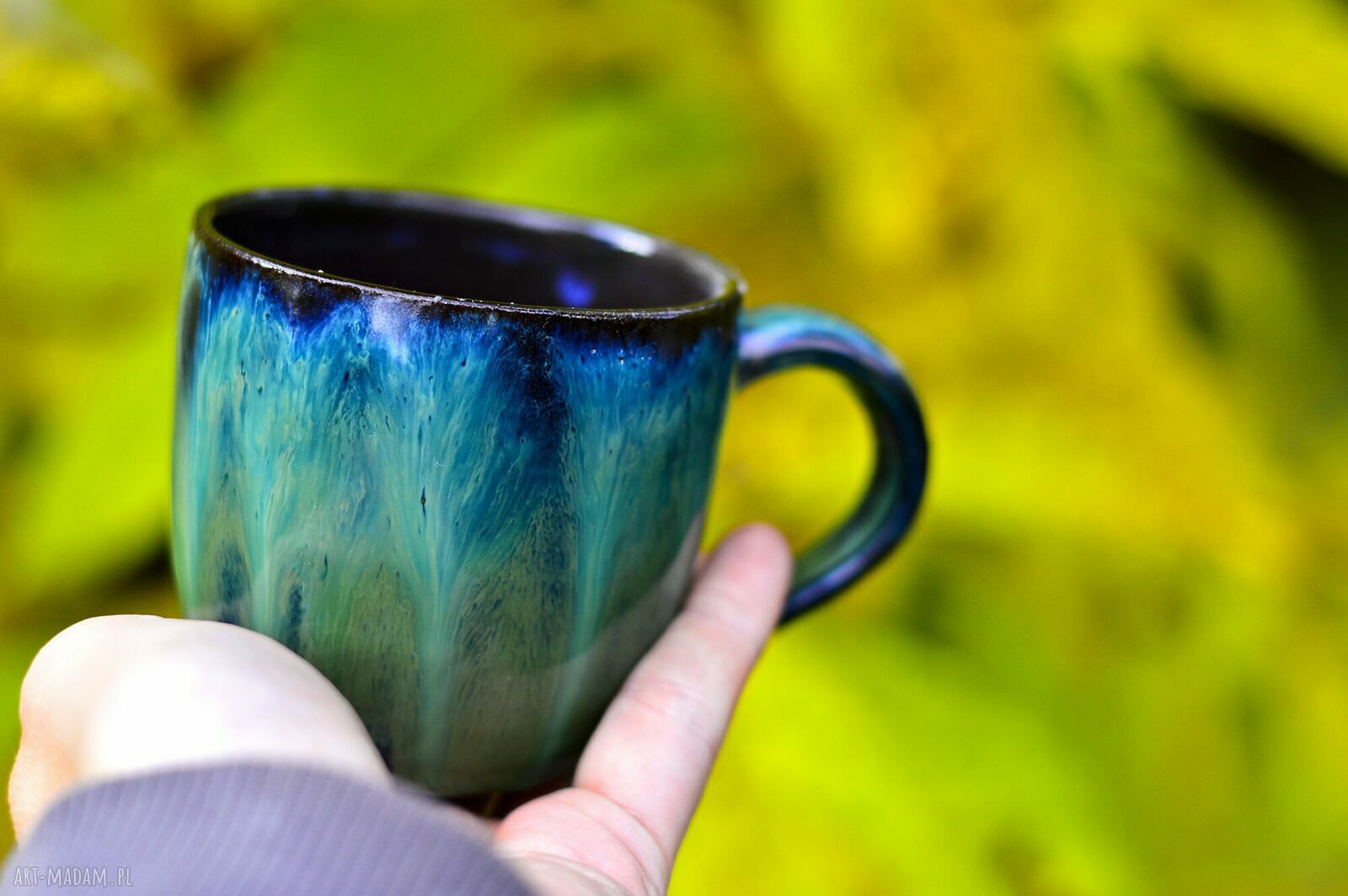 Kubek ceramiczny do espresso 220 ml | black-smaragd - rękodzieło Azul Horse