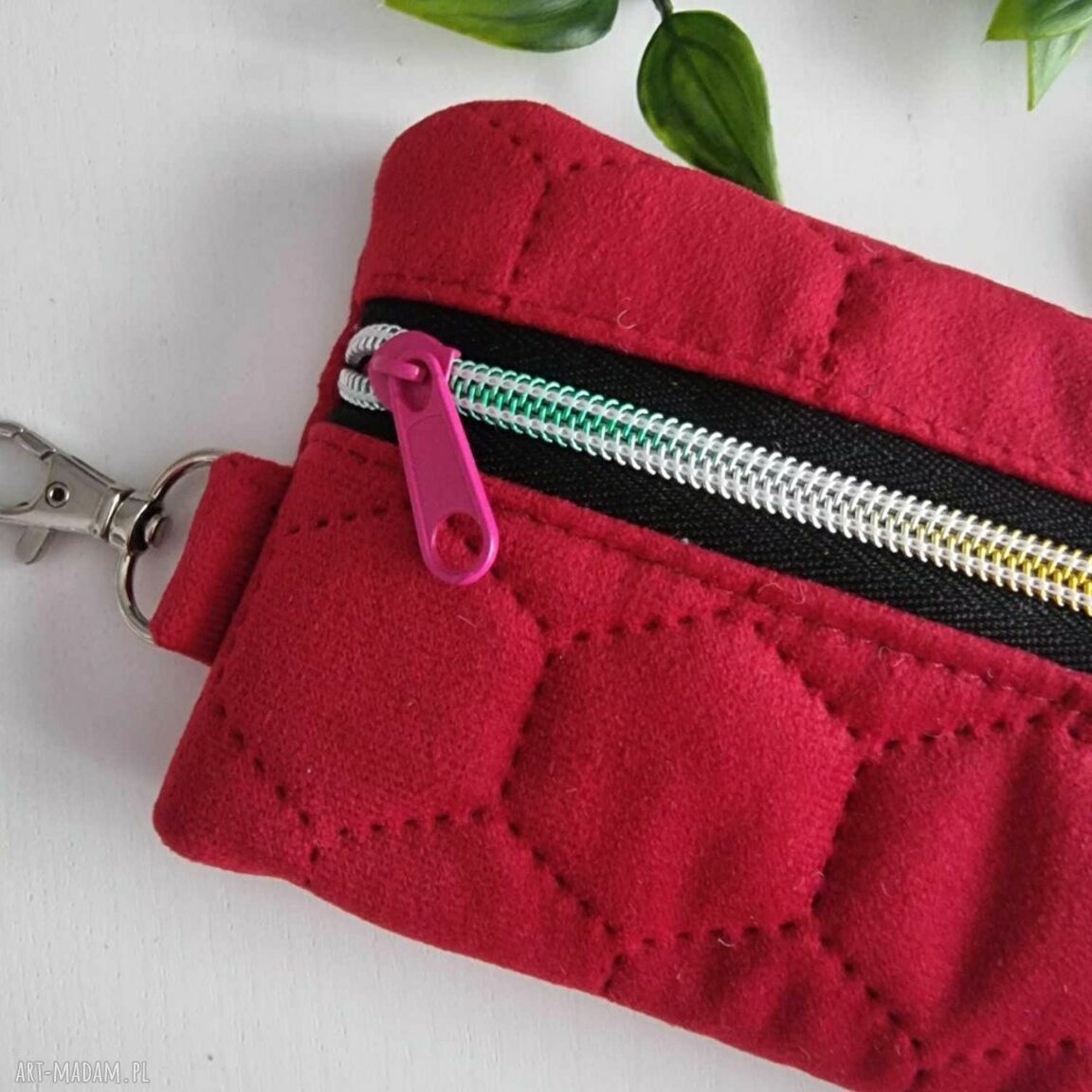 Mały organizer - etui portfel z weluru bordowego OE02