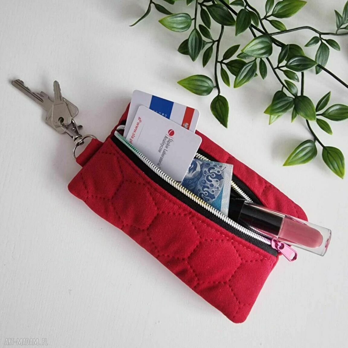 Mały organizer - etui portfel z weluru bordowego OE02