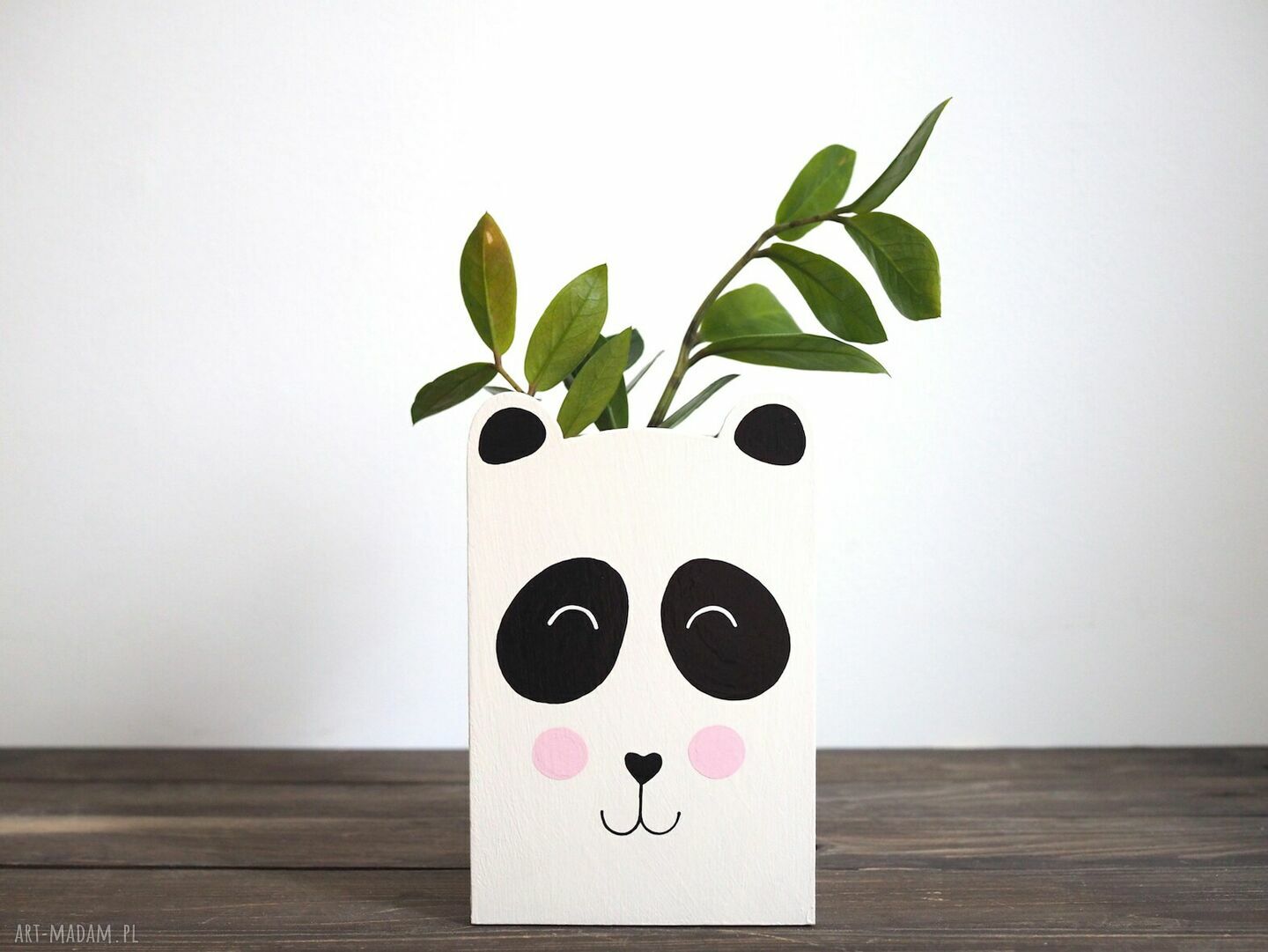 Mały pojemnik na kredki Panda - drewniany, ręcznie malowany