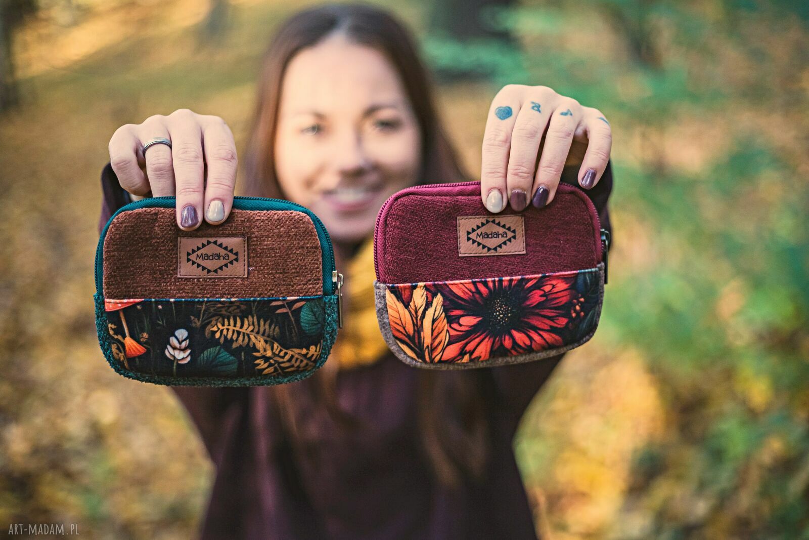 Mały portfelik damski handmade patchwork z tkaniny z odzysku