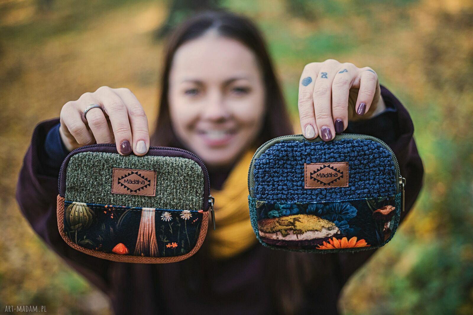 Mały portfelik handmade patchwork z tkaniny z odzysku
