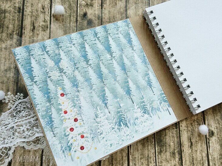 Mały zimowy notes w pudełku - ręcznie robiony scrapbooking