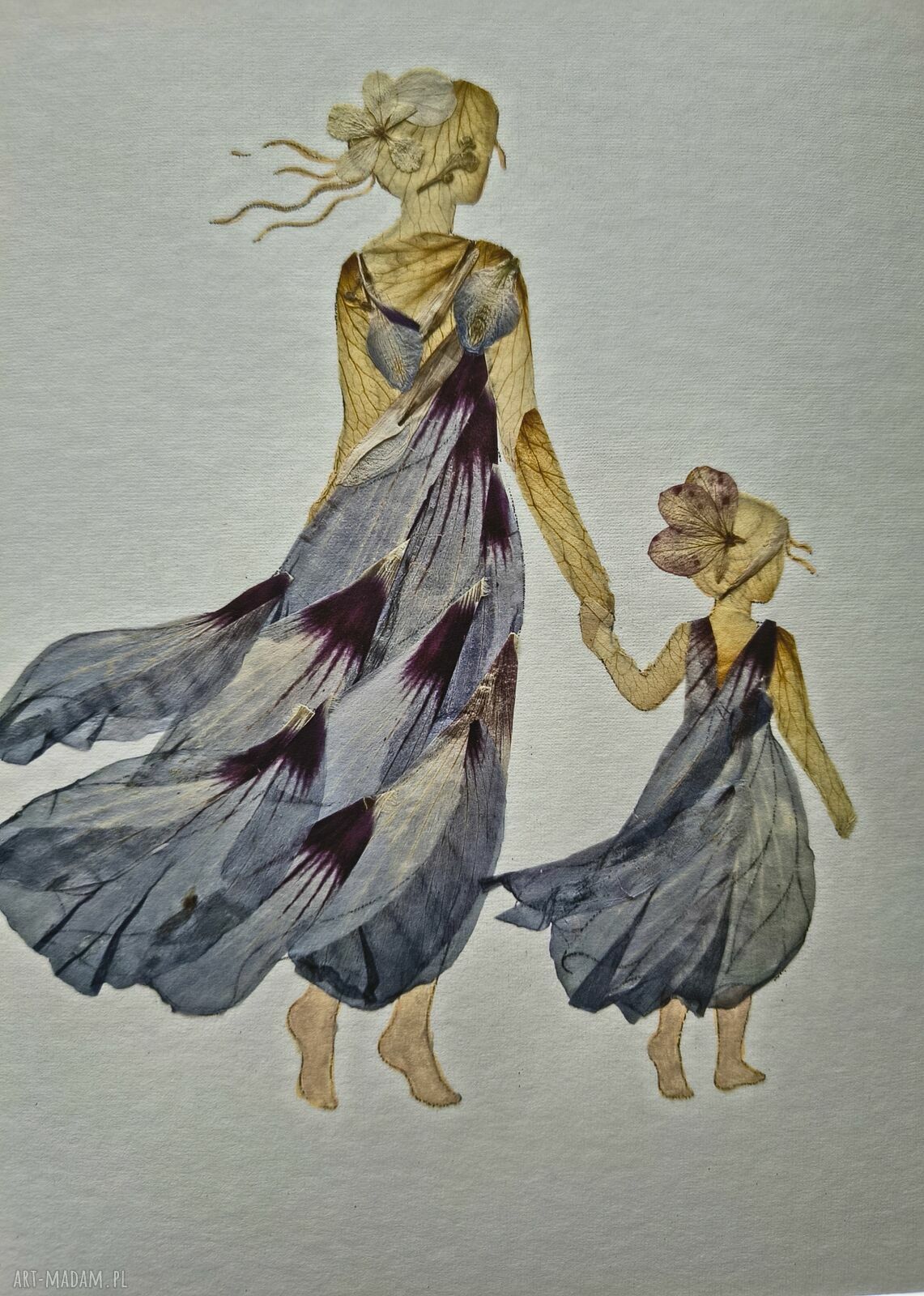 Mama i córka - artystyczny print z motywem suszonych kwiatów 30x40 cm