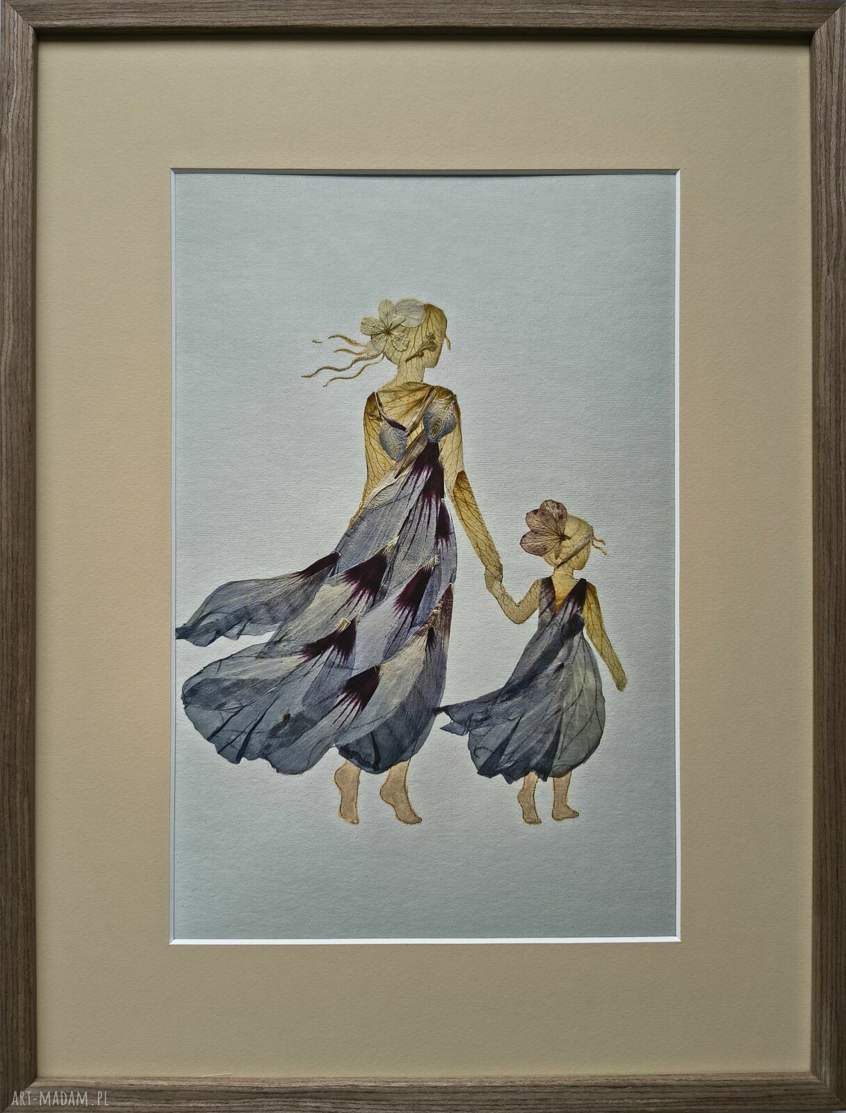 Mama i córka - artystyczny print z motywem suszonych kwiatów 30x40 cm