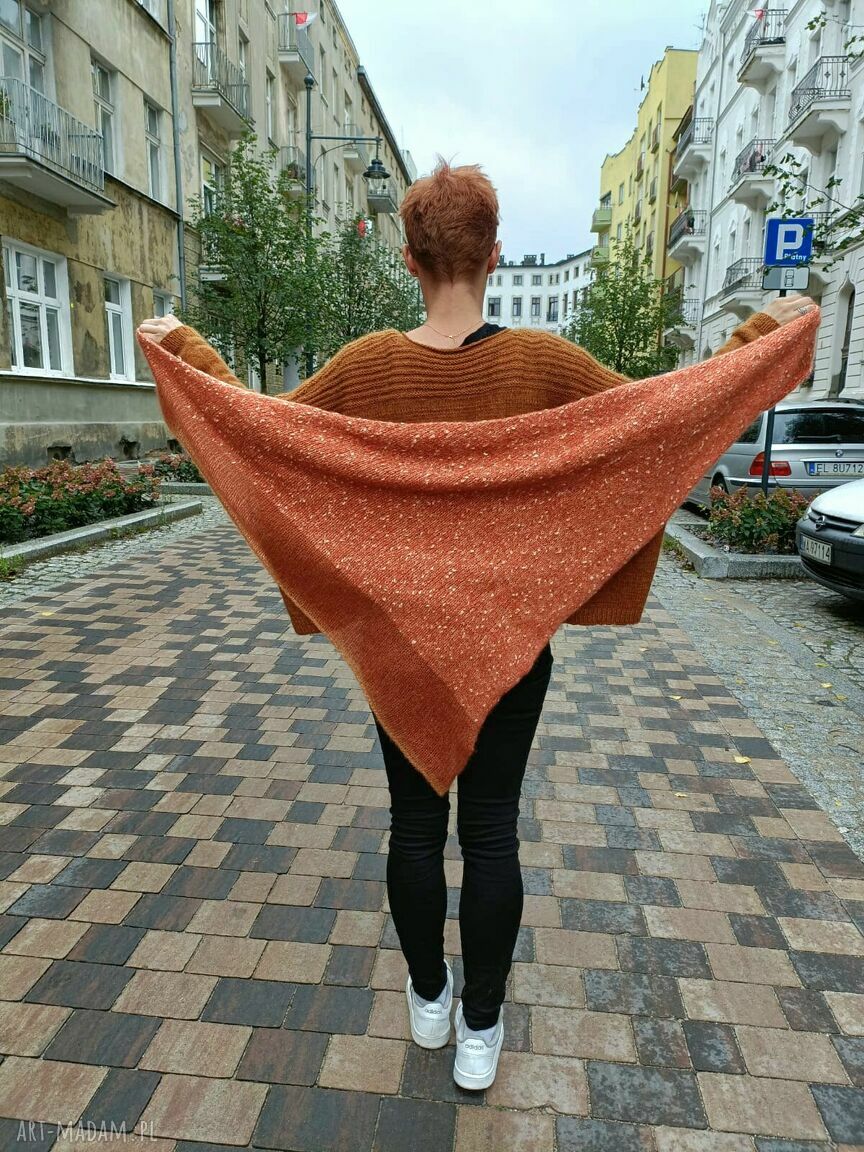 Chusta „Manchado - Rudzielec” - wełniana dzianina na drutach: mięsista, lekka i wyjątkowo ciepła