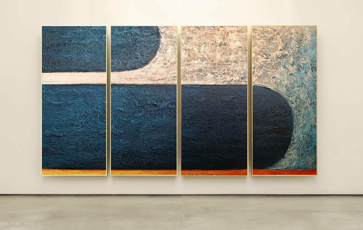 MANCHAS DE MAR - 4-częściowy obraz strukturalny do salonu 100x200 cm