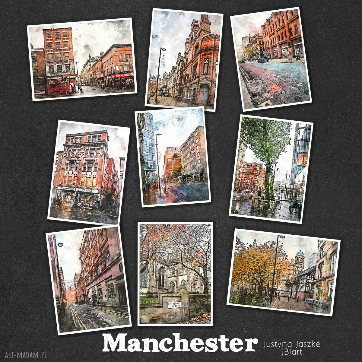 Manchester w akwareli - zestaw 9 grafik 13x18 cm