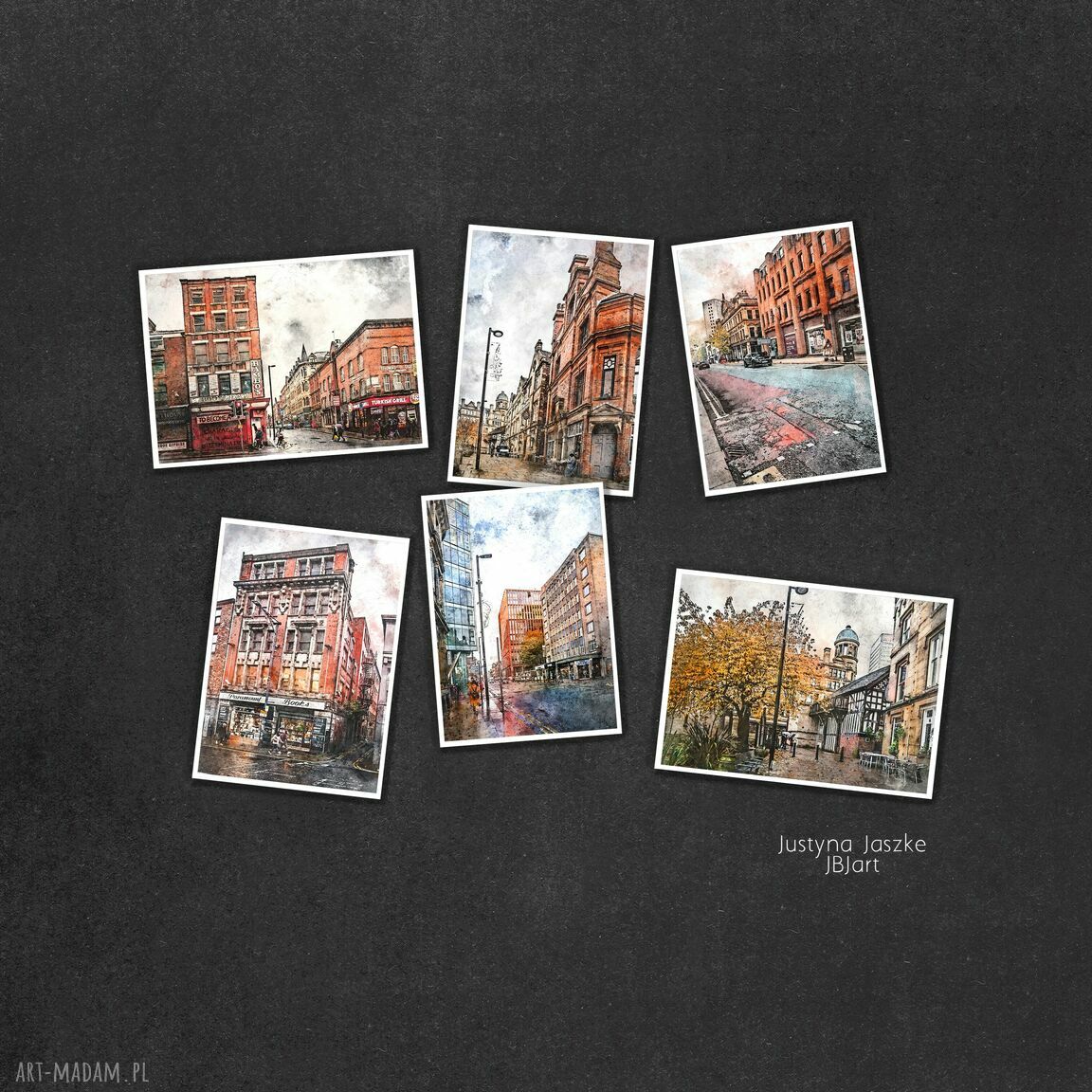 Manchester w akwareli - zestaw 6 grafik 13x18 cm