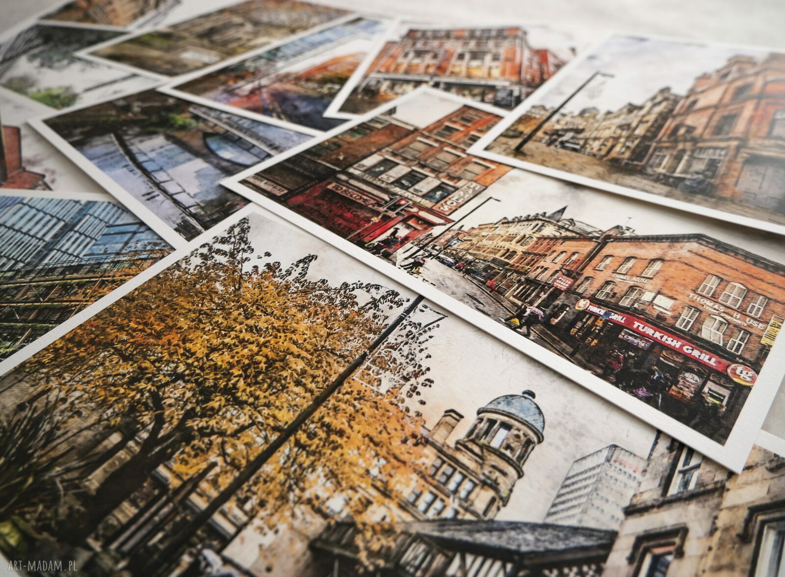 Manchester w akwareli - zestaw 12 grafik 15x23 cm do Twojej galerii