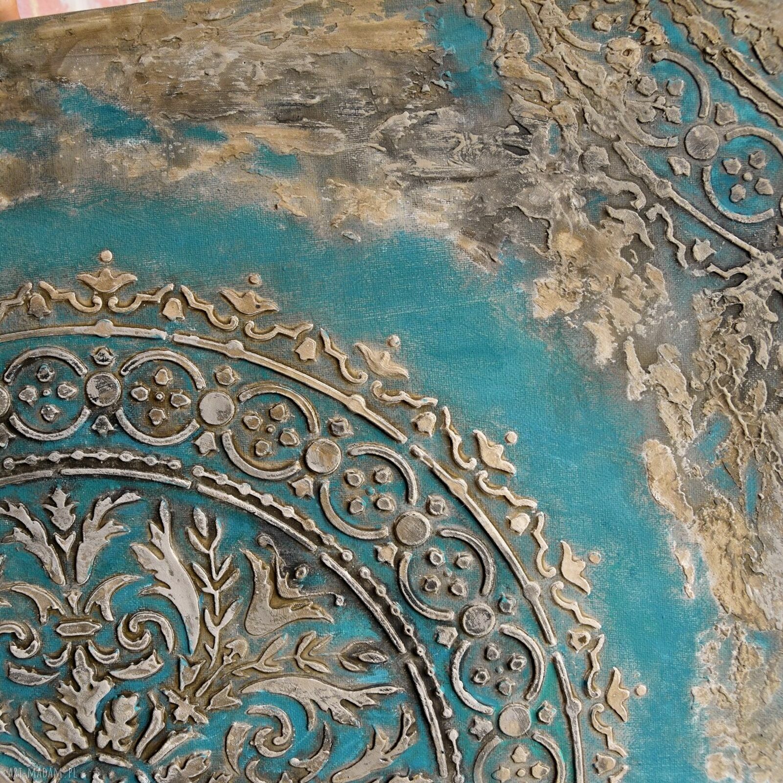 Mandala 43, obraz 3D ręcznie malowany 70x70 do salonu