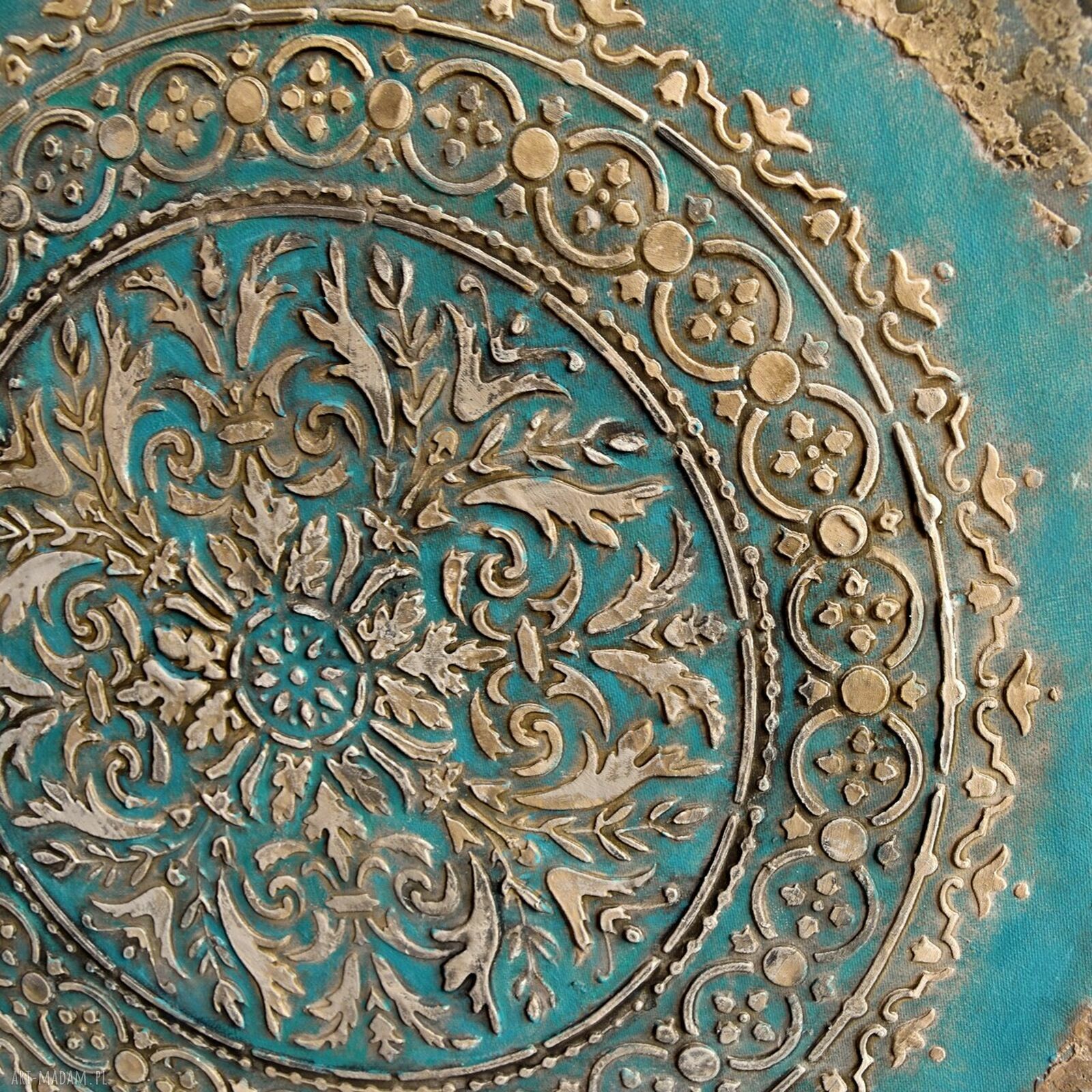 Mandala 43, obraz 3D ręcznie malowany 70x70 do salonu