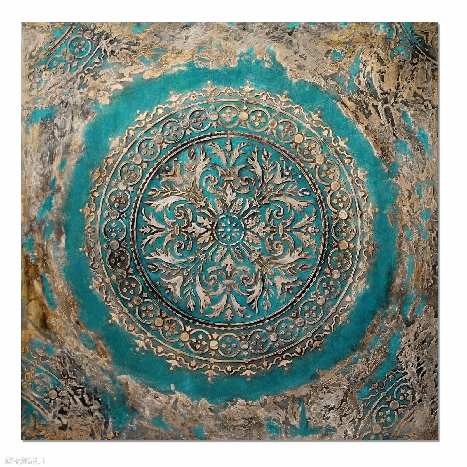 Mandala 43, obraz 3D ręcznie malowany 70x70 do salonu