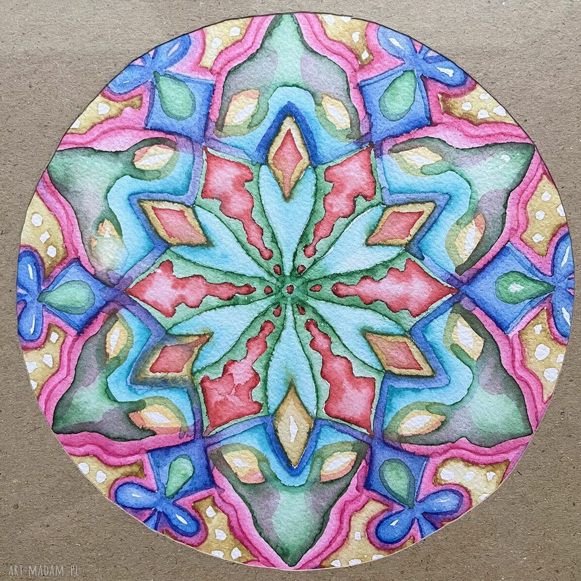 Mandala Gwiezdna Liryka Energetyczna - ręcznie malowana mandala akwarelowa