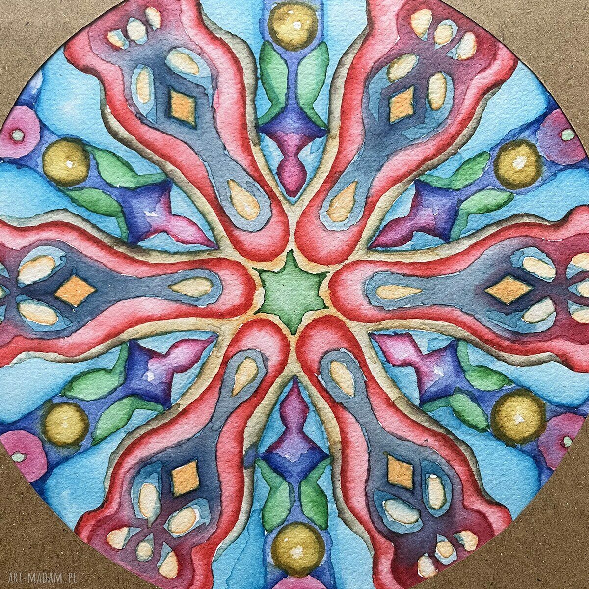 Mandala Gwiezdna Liryka Zenit Słońca - obraz akwarela 20x20