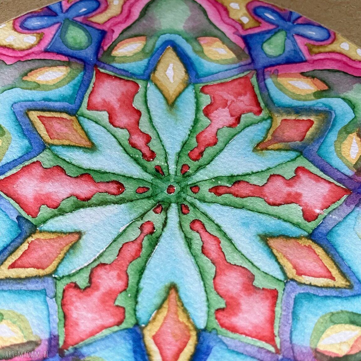 Mandala Gwiezdna Liryka Energetyczna - ręcznie malowana mandala akwarelowa
