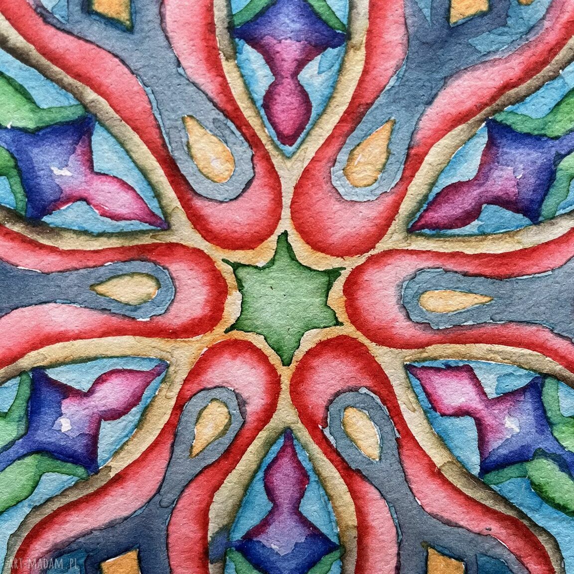 Mandala Gwiezdna Liryka Zenit Słońca - obraz akwarela 20x20