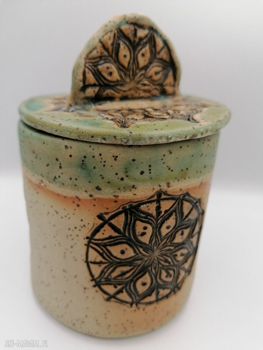Pojemnik ceramiczny Mandala w turkusie