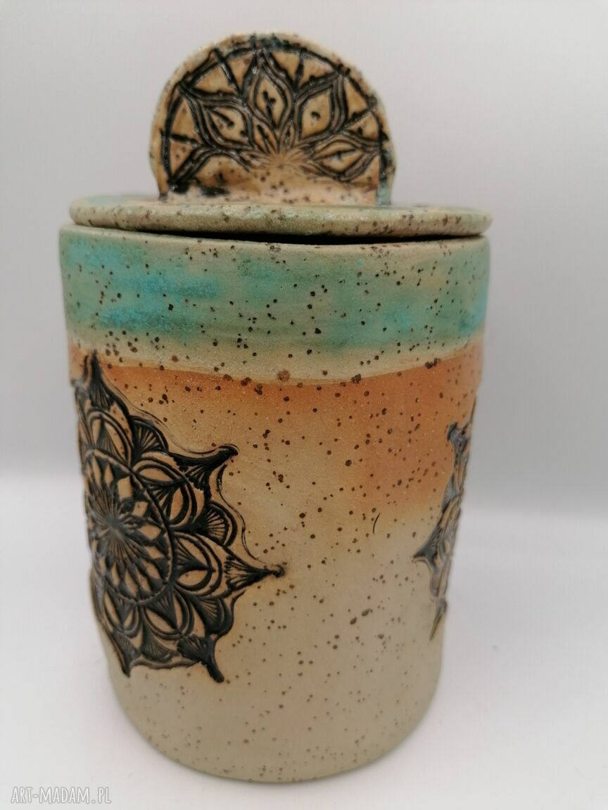 Pojemnik ceramiczny 'Mandala w turkusie'