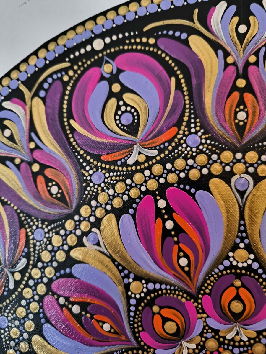 Mandala ręcznie malowana na płótnie 40 cm - obraz z intencją