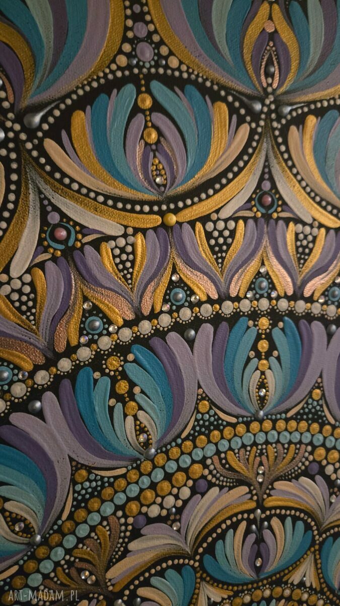 Mandala ręcznie malowana 80 cm - farby akrylowe boho
